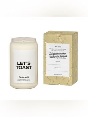 NIB Homesick soy candle “let’s toast” NEW IN BOX